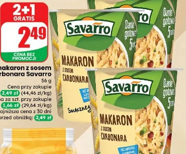 Danie makaron z sosem carbonara Savarro