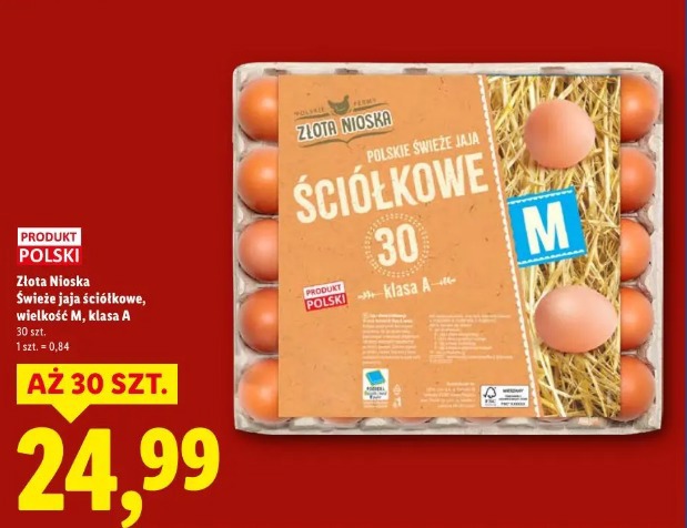 Świeże jaja ściółkowe, wielkość M