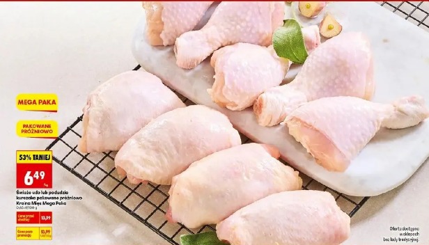 Świeża ćwiartka lub podudzia kurczaka pakowane próżniowo Kraina Mięsa Mega Paka