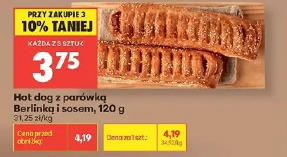Hot dog z parówką Berlinki i sosem