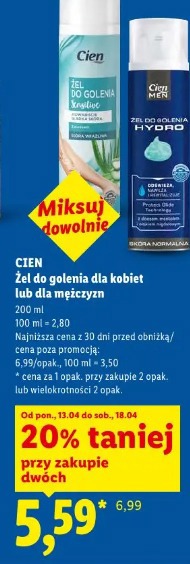 Cien Żel do golenia dla kobiet lub dla mężczyzn
