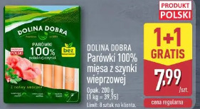 Dolina Dobra Parówki 100% mięsa z szynki wieprzowej