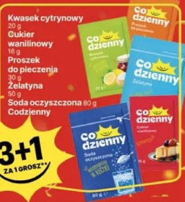 Kwasek cytrynowy, cukier wanilinowy, proszek do pieczenia, żelatyna, soda oczyszczona Codzienny