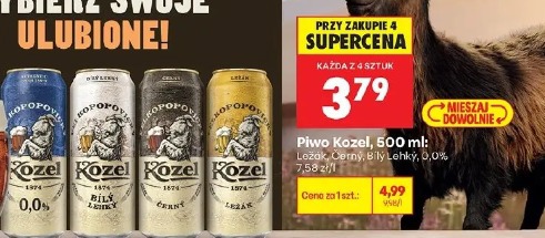 Piwo Kozel Leżak, Czerny, Bily Lehký, 0,0%