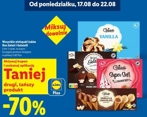 Wszystkie wielopaki lodów Bon Gelati i Gelatelli