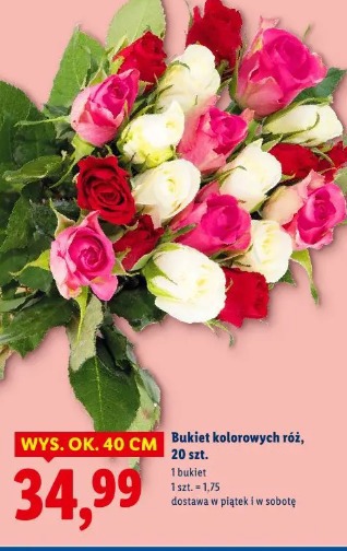 Bukiet kolorowych róż, 20 szt.