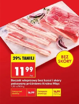 Boczek wieprzowy bez kości i skóry pakowany próżniowo Kraina Mięs