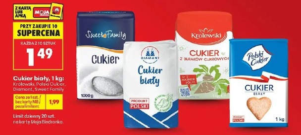 Cukier biały Królewski, Polski Cukier, Diamant, Sweet Family