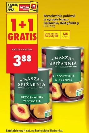 Brzoskwinia połówki w syropie Nasza Spiżarnia