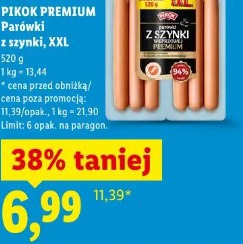 Pikok Premium Parówki z szynki, XXL