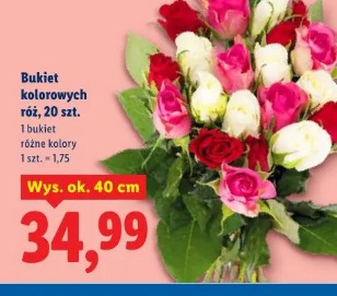 Bukiet kolorowych róż, 20 szt.