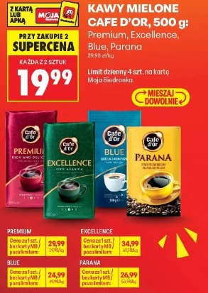 Kawy mielone Cafe d'Or, 500 g: Premium, Excellence, Blue, Parana