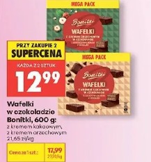 Wafelki w czekoladzie Bonitki z kremem kakaowym, orzechowym