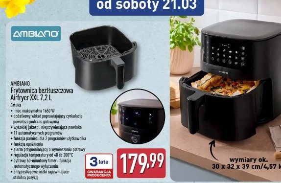 Ambiano Frytownica beztłuszczowa Airfryer XXL 7,2L