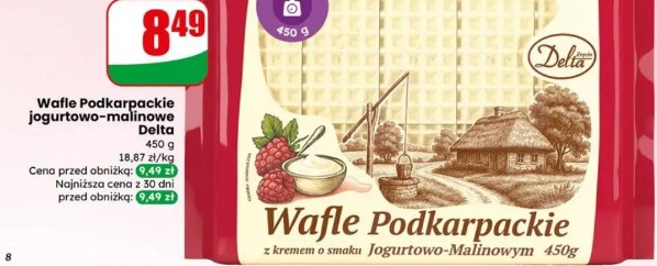 Wafle Podkarpackie jogurtowo-malinowe Delta