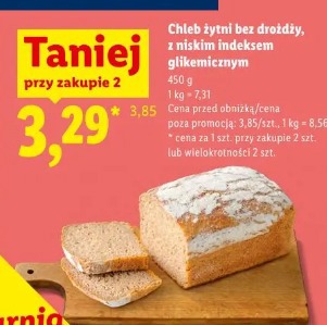 Chleb żytni bez drożdży, z niskim indeksem glikemicznym