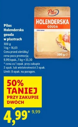 Pilos Holenderska gouda w plastrach