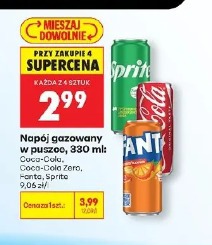 Napój gazowany w puszce, 330 ml: Coca-Cola, Coca-Cola Zero, Fanta, Sprite