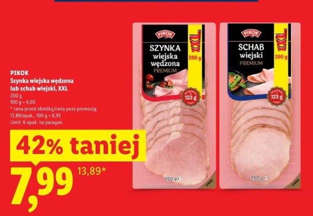 Pikok Szynka wiejska wędzona lub schab wiejski, XXL