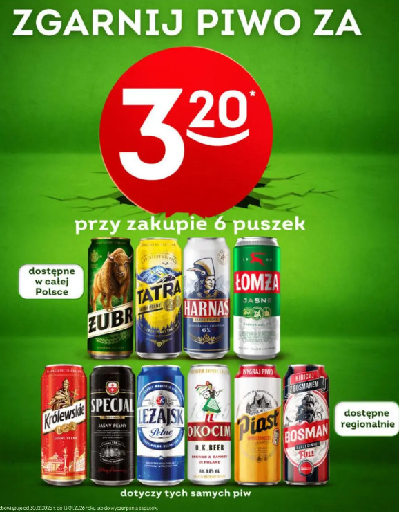 Piwo Żubr, Tatra, Harnaś, Łomża, Królewskie, Specjal, Leżajsk, Okocim, Piast, Bosman