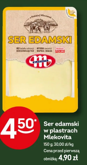 Ser edamski w plastrach Mlekovita