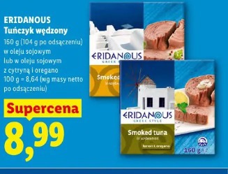 Eridanous Tuńczyk wędzony w oleju sojowym lub w oleju sojowym z cytryną i oregano