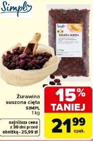 Żurawina suszona cięta SIMPL