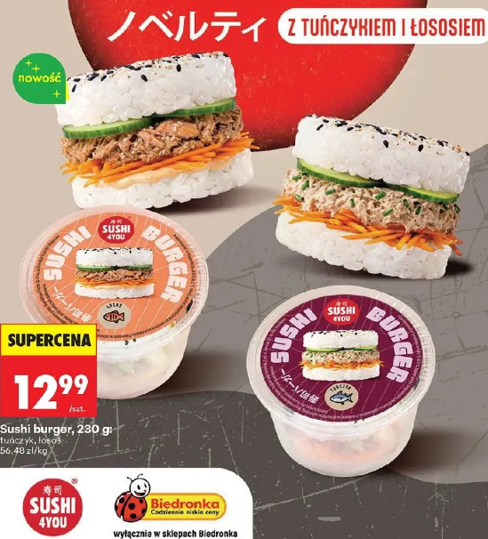 Sushi 4you sushi burger tuńczyk, łosoś