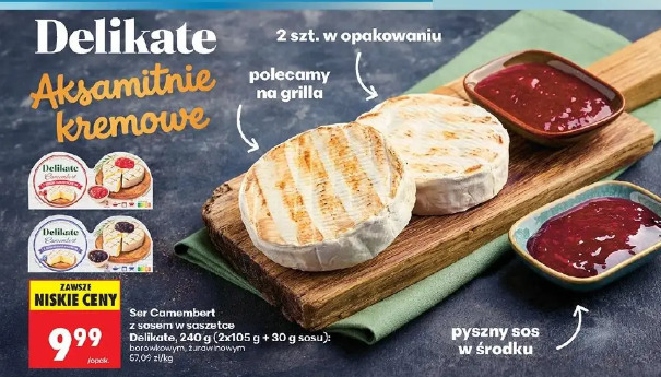Ser Camembert z sosem w saszetce Delikate