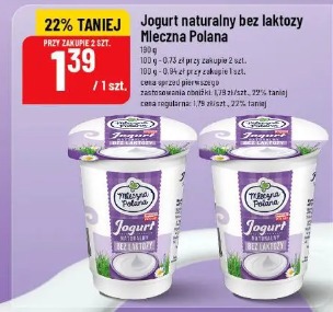 Jogurt naturalny bez laktozy Mleczna Polana