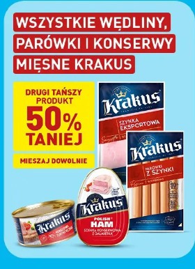 Wszystkie wędliny, parówki i konserwy Mięsne Krakus