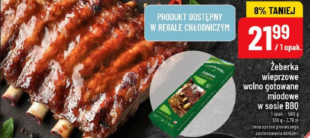 Żeberka wieprzowe wolno gotowane miodowe w sosie BBQ