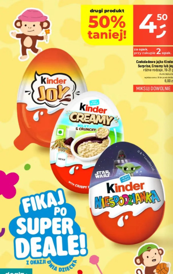 Czekoladowe jajko Kinder Surprise, Creamy lub Joy