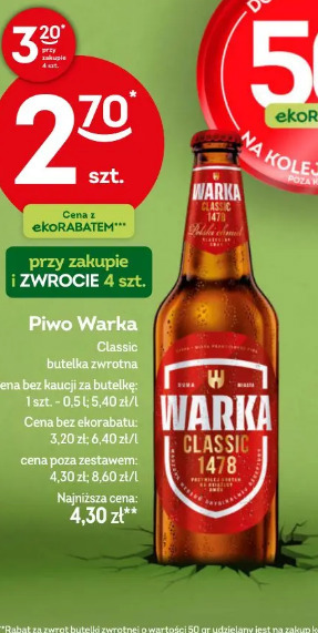 Piwo Warka Classic butelka zwrotna