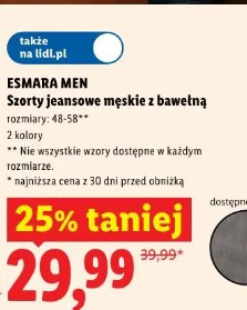 Esmara Men Szorty jeansowe męskie z bawełną