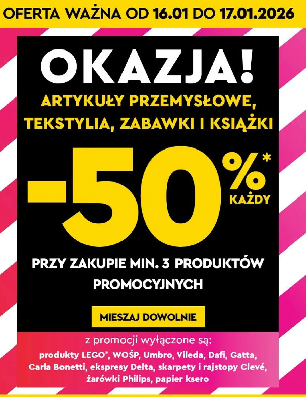 Artykuły przemysłowe, tekstylia, zabawki i książki