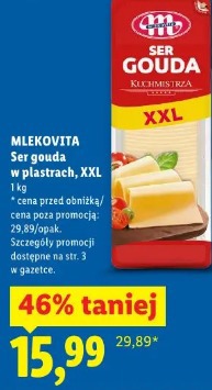 Mlekovita Ser gouda w plastrach, XXL