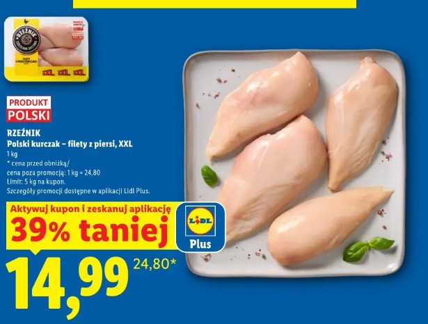 Polski kurczak - filety z piersi, XXL