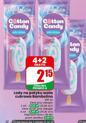 Lody na patyku wata cukrowa Bambolino