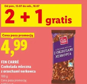 Fin Carré Czekolada mleczna z orzechami nerkowca