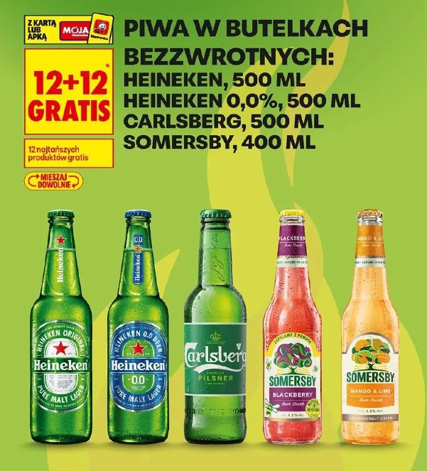 Wszystkie piwa w butelkach bezzwrotnych 12+12 gratis