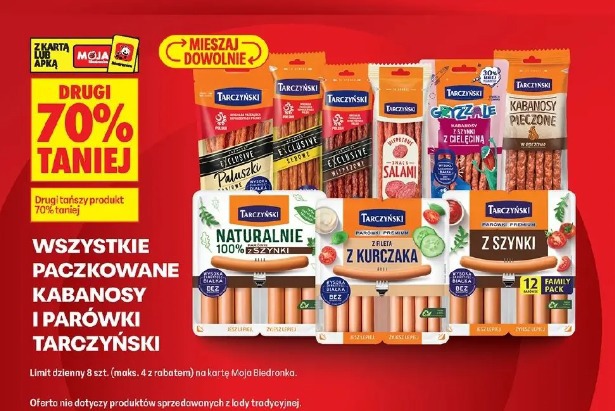 Wszystkie paczkowane kabanosy i parówki tarczynski