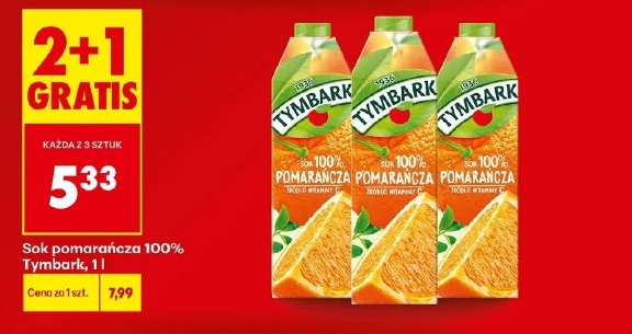 Sok pomarańcza 100% Tymbark, 1 l