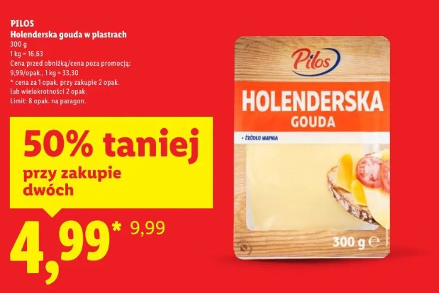 PILOS Holenderska Gouda w plastrach