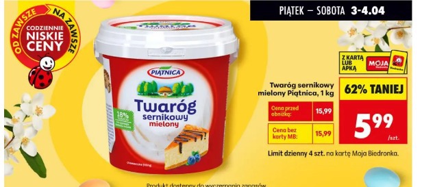 Twaróg sernikowy mielony Piątnica