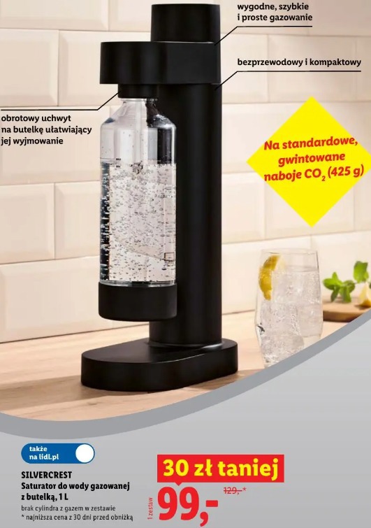 Silvercrest Saturator do wody gazowanej z butelką, 1L