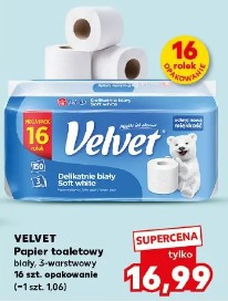 Velvet Papier toaletowy biały, 3-warstwowy 16 szt. opakowanie