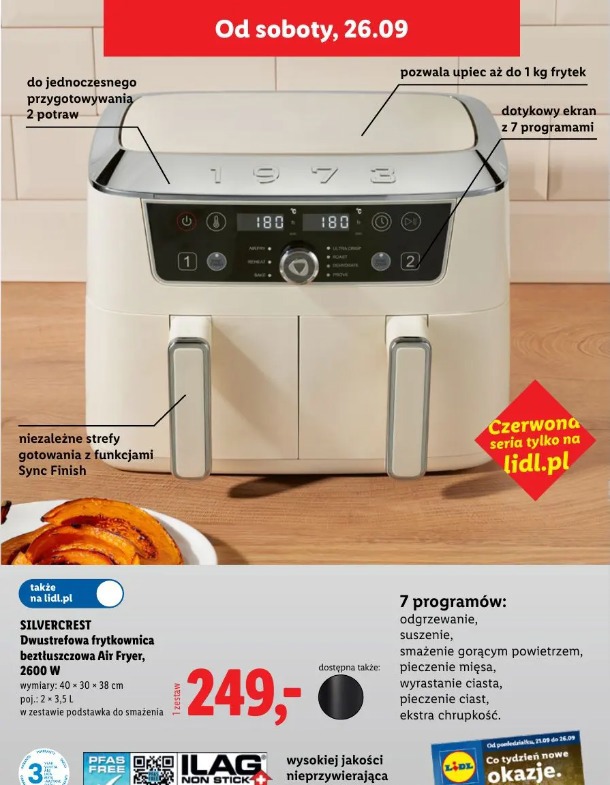 Silvercrest Dwustrefowa frytkownica beztłuszczowa Air Fryer