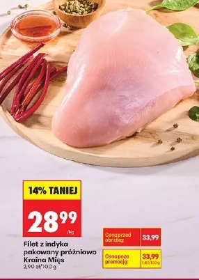 Filet z indyka pakowany próżniowo Kraina Mięs