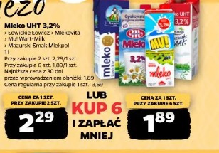 Mleko UHT 3,2% Łowickie Łowicz Mlekovita Muu Wart-Milk Mazurski Smak Mlekpol